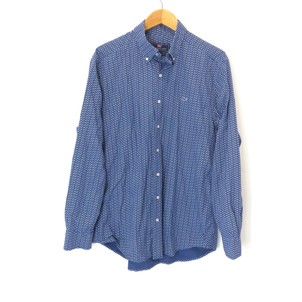 Vineyard Vines - Slim Fit Whale Shirt - Fish Print Button Down- Men's Large